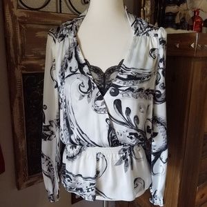 White house black market black white paisley top